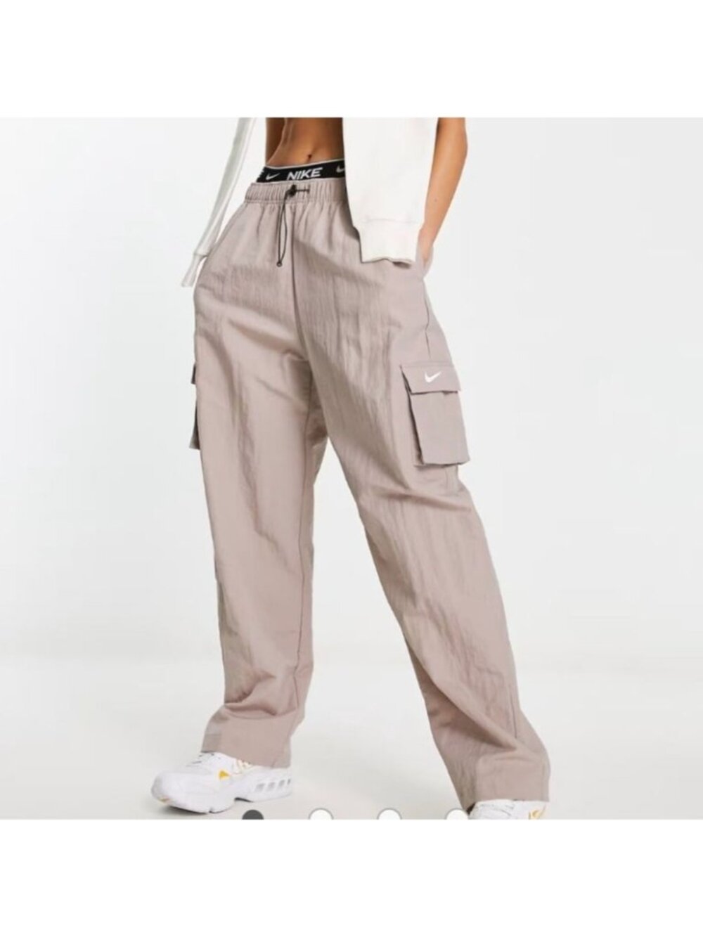 Nike Pants Womens XS Taupe Essential Woven Oversized Cargo Straight Baggy DO7209